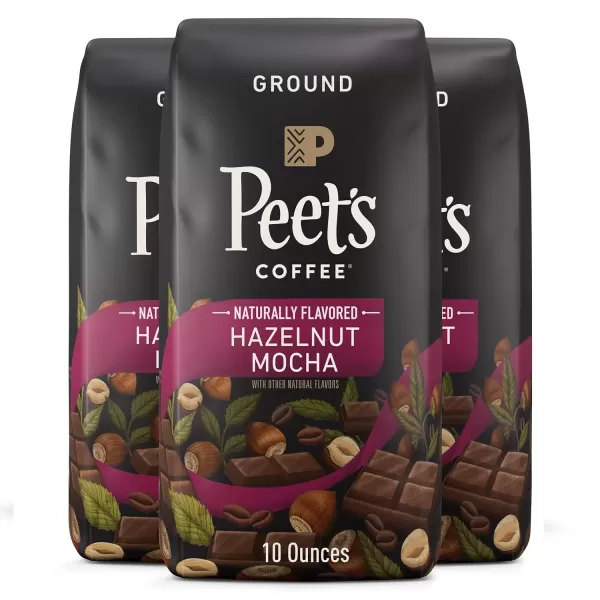 imagePeets Coffee Hazelnut Mocha Light Roast Ground Coffee  30 Ounces 3 Bags of 10 OuncesHazelnut Mocha