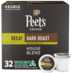 imagePeets Coffee Dark Roast Decaf Keurig KCup Pods  Decaf House Blend 32 Count 1 Box of 32 KCup PodsDecaf House Blend  32 KCups