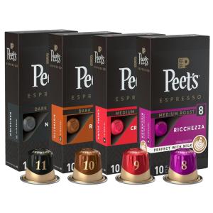 imagePeets Coffee Dark Roast Espresso Capsules Variety Pack Compatible with Nespresso Original Machine  Intensity 811 80 Count 8 Boxes of 10 Espresso CapsulesVariety Pack