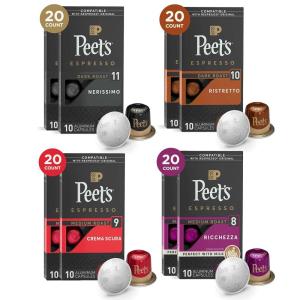 imagePeets Coffee Dark Roast Espresso Capsules Variety Pack Compatible with Nespresso Original Machine  Intensity 811 80 Count 8 Boxes of 10 Espresso CapsulesMedium and Dark Roast Variety Pack