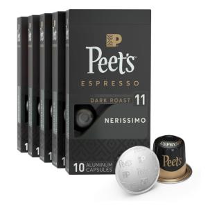 imagePeets Coffee Medium Roast Espresso Capsules Compatible with Nespresso Original Machine  Caramel 50 Count 5 Boxes of 10 Espresso CapsulesNerissimo Intensity 11