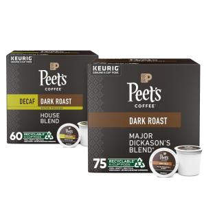imagePeets Coffee Dark Roast Keurig KCup Pods  Major Dickasons Blend 75 Count 1 Box of 75 KCup PodsMajor Dickasons and Decaf House Blend