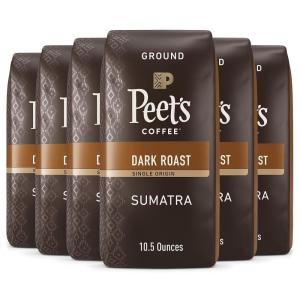imagePeets Coffee Dark Roast Ground Coffee  Italian Roast 63 Ounces Six Bags of 105 OunceSingle Origin Sumatra