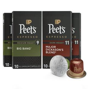 imagePeets Coffee Dark and Medium Roast Signature Blend Espresso Capsules Compatible with Nespresso Original Machines  Variety Pack 40 Count 4 Boxes of 10 Espresso Capsules