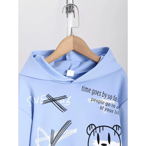 WDIRARA Boy's Cartoon Print Graphic Long Sleeve Sweatshirt Hoodie Reflective Top