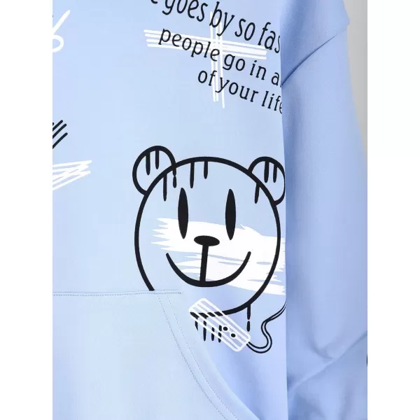 WDIRARA Boy's Cartoon Print Graphic Long Sleeve Sweatshirt Hoodie Reflective Top