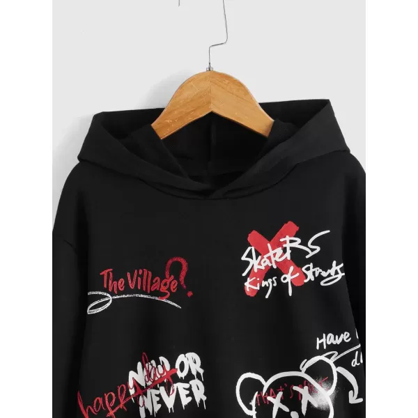 WDIRARA Boy's Cartoon Print Graphic Long Sleeve Sweatshirt Hoodie Reflective Top