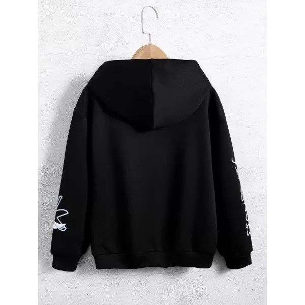 WDIRARA Boy's Cartoon Print Graphic Long Sleeve Sweatshirt Hoodie Reflective Top