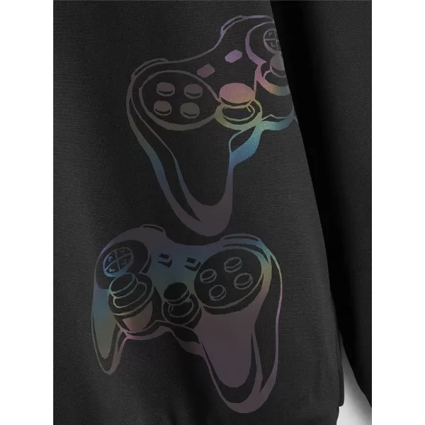 WDIRARA Boy's Cartoon Print Graphic Long Sleeve Sweatshirt Hoodie Reflective Top