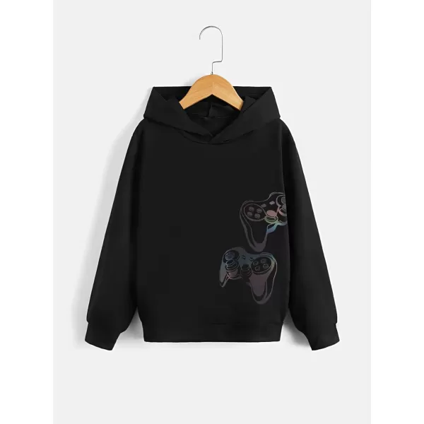 WDIRARA Boy's Cartoon Print Graphic Long Sleeve Sweatshirt Hoodie Reflective Top