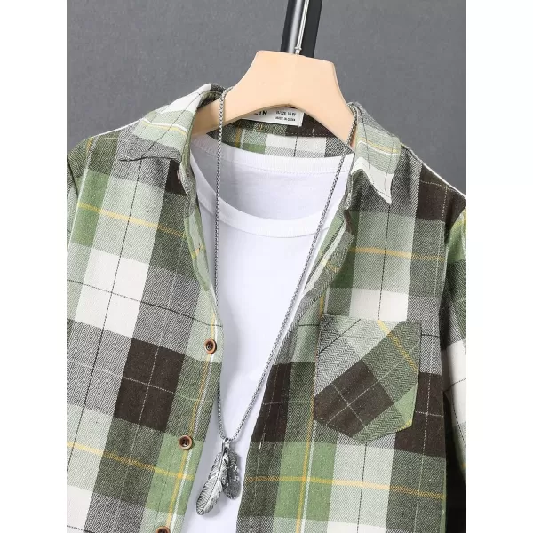 WDIRARA Boys Girls Plaid Long Sleeve Flannel Shirt Button Front Outwear 8Y-14Y Without Tee