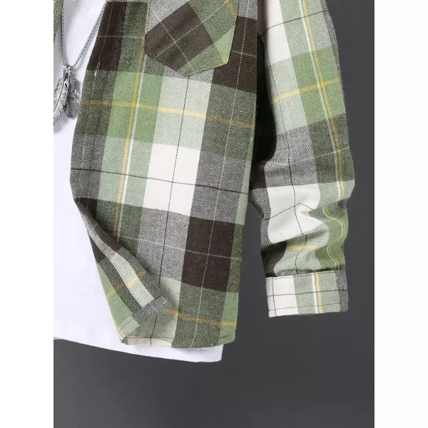 WDIRARA Boys Girls Plaid Long Sleeve Flannel Shirt Button Front Outwear 8Y-14Y Without Tee