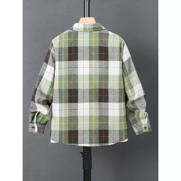WDIRARA Boys Girls Plaid Long Sleeve Flannel Shirt Button Front Outwear 8Y-14Y Without Tee