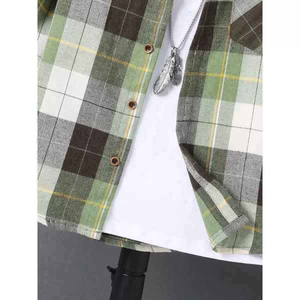 WDIRARA Boys Girls Plaid Long Sleeve Flannel Shirt Button Front Outwear 8Y-14Y Without Tee