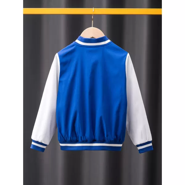WDIRARA Boy's Letter Print Striped Zipper Front Long Sleeve Bomber Jacket Outerwear Outerwear