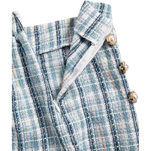WDIRARA Girl's 2 Piece Outfits Plaid Tweed Half Sleeve Jacket and Ruffle Mini Skirt Set