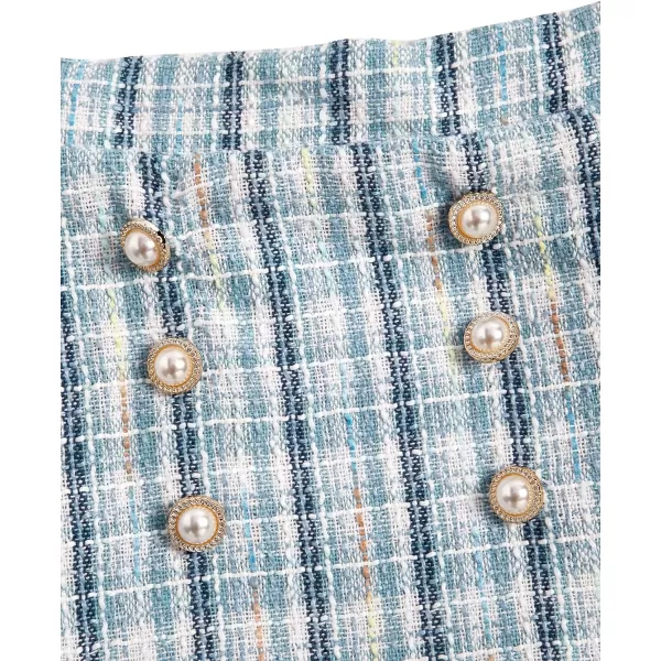 WDIRARA Girl's 2 Piece Outfits Plaid Tweed Half Sleeve Jacket and Ruffle Mini Skirt Set