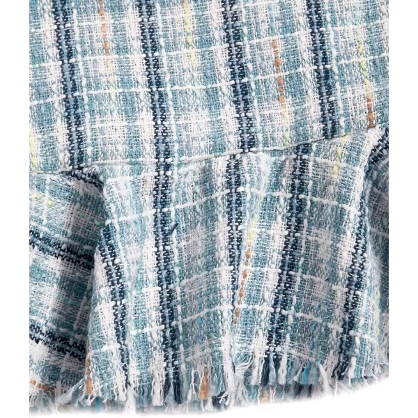 WDIRARA Girl's 2 Piece Outfits Plaid Tweed Half Sleeve Jacket and Ruffle Mini Skirt Set