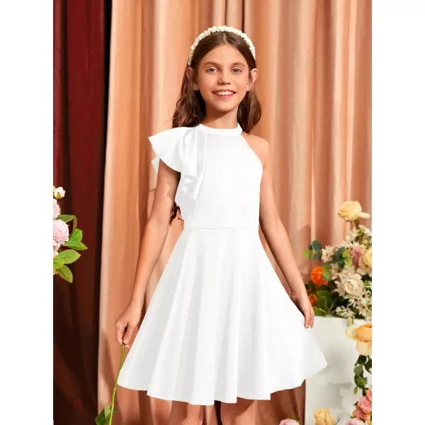 WDIRARA Girl's A Line Flowy Ruffle Sleeveless Asymmetrical Fancy Party Mini Dress