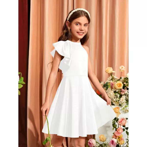 WDIRARA Girl's A Line Flowy Ruffle Sleeveless Asymmetrical Fancy Party Mini Dress