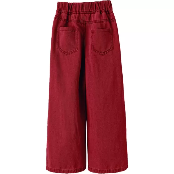 WDIRARA Girl's Butterfly Print Elastic Waist Wide Leg Ripped Jeans Denim Pants