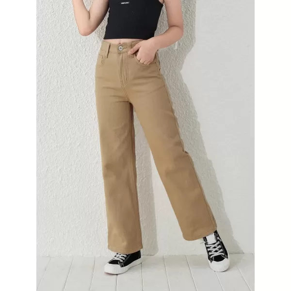 WDIRARA Girl's Butterfly Print Elastic Waist Wide Leg Ripped Jeans Denim Pants