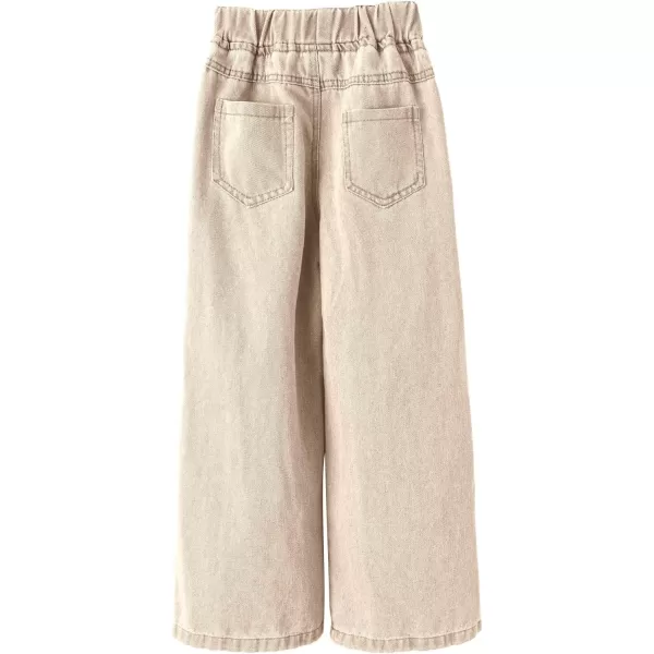WDIRARA Girl's Butterfly Print Elastic Waist Wide Leg Ripped Jeans Denim Pants