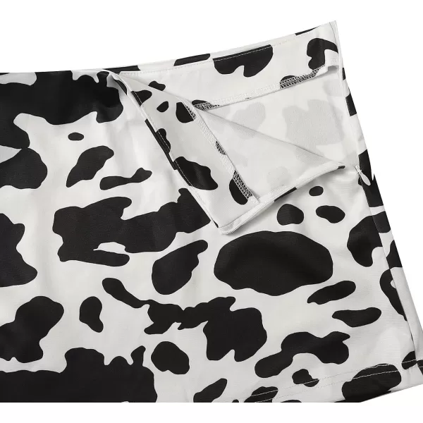 WDIRARA Girl's Cow Print Summer Split Hem High Waist Zipper Casual Mini Short Skirt