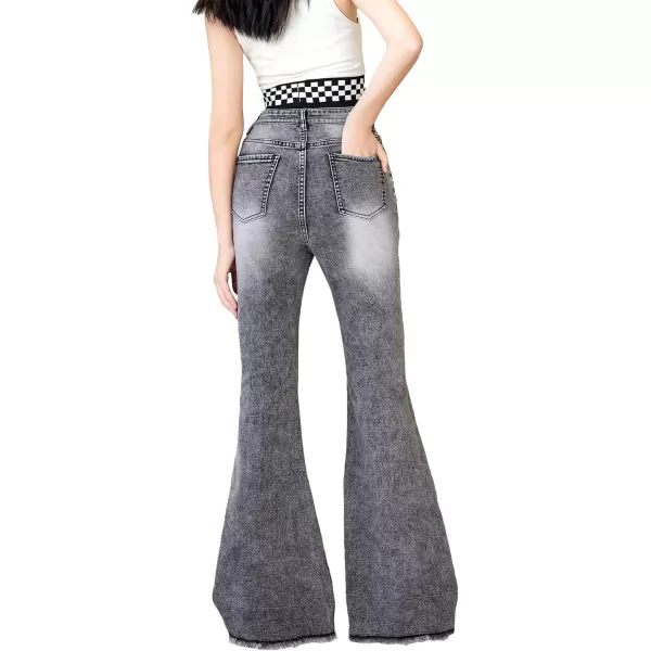 WDIRARA Girl's Flap Pocket Side High Waist Straight Leg Cargo Long Jeans Denim Pants