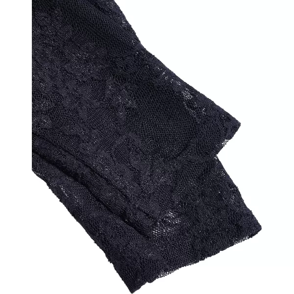 WDIRARA Girl's Floral Lace Panel Long Mesh Sleeve Round Neck Keyhole Back Formal Flared A Line Short Dress