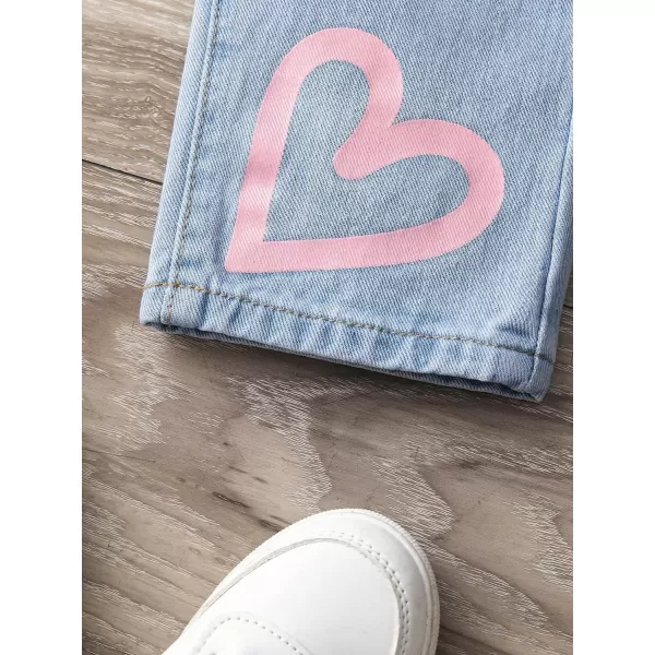 WDIRARA Girl's High Waisted Straight Leg Button Jeans Casual Pocket Denim Pants