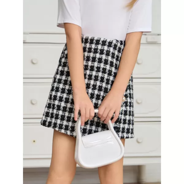 WDIRARA Girl's Plaid Button Front Wrap High Waist Asymmetrical Hem Skirt