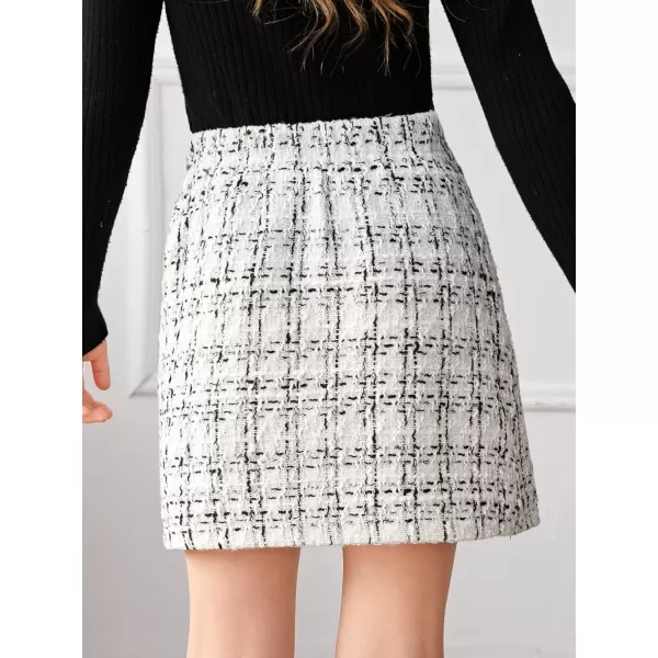 WDIRARA Girl's Plaid Button Front Wrap High Waist Asymmetrical Hem Skirt