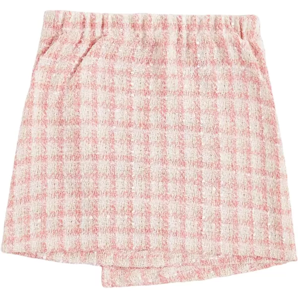 WDIRARA Girl's Plaid Button Front Wrap High Waist Asymmetrical Hem Skirt