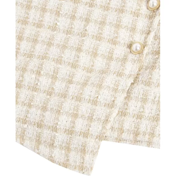 WDIRARA Girl's Plaid Button Front Wrap High Waist Asymmetrical Hem Skirt
