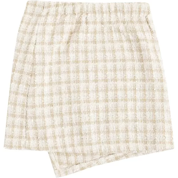 WDIRARA Girl's Plaid Button Front Wrap High Waist Asymmetrical Hem Skirt