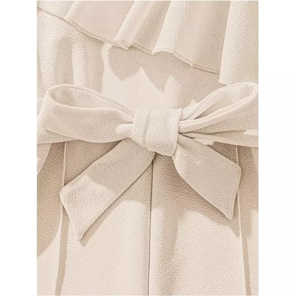 WDIRARA Girl's Ruffle Trim Asymmetrical Neck Sleeveless Belted Flare Leg Romper Cute Long Jumpsuit