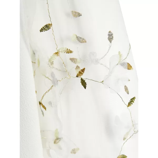 WDIRARA Girl's Sheer Mesh Flounce Long Sleeve Appliques Square Neck Dress