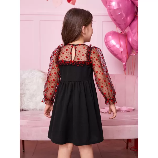 WDIRARA Girl's Sheer Mesh Puff Long Sleeve Round Neck Bodycon Mini Dress