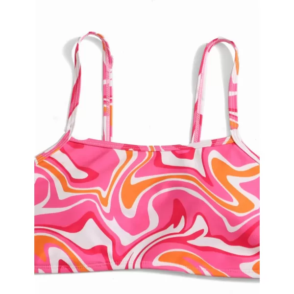WDIRARA Girl's Swimwear Beach Sport All Over Marble Print 2 Piece Bikini Preppy Swimsuit Bathing Suits