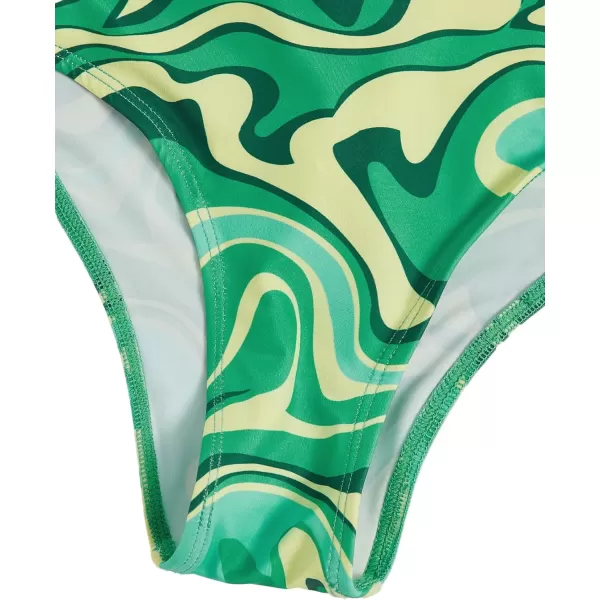 WDIRARA Girl's Swimwear Beach Sport All Over Marble Print 2 Piece Bikini Preppy Swimsuit Bathing Suits