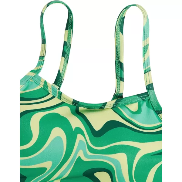 WDIRARA Girl's Swimwear Beach Sport All Over Marble Print 2 Piece Bikini Preppy Swimsuit Bathing Suits