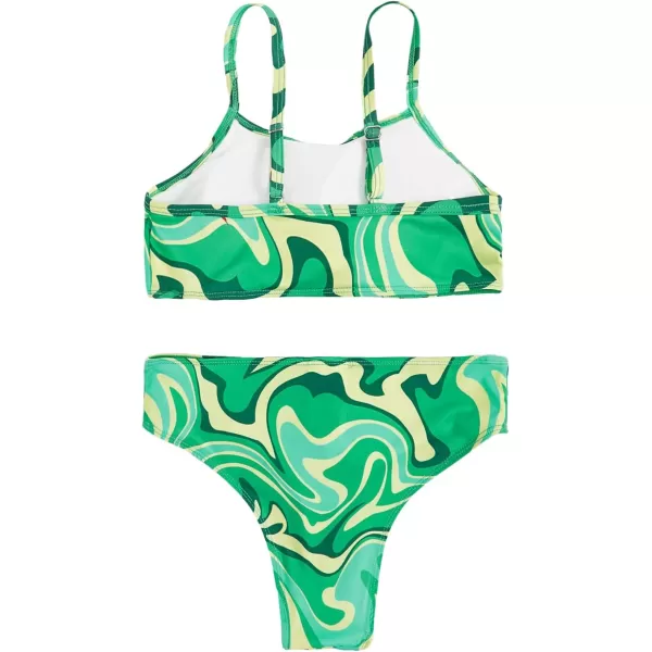 WDIRARA Girl's Swimwear Beach Sport All Over Marble Print 2 Piece Bikini Preppy Swimsuit Bathing Suits