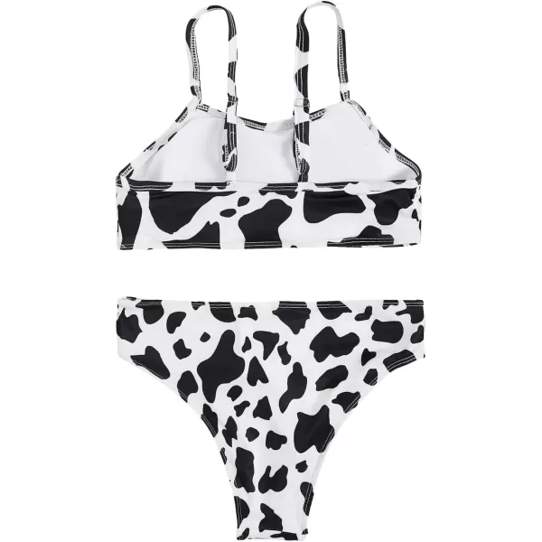 WDIRARA Girl's Swimwear Beach Sport All Over Marble Print 2 Piece Bikini Preppy Swimsuit Bathing Suits