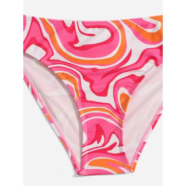 WDIRARA Girl's Swimwear Beach Sport All Over Marble Print 2 Piece Bikini Preppy Swimsuit Bathing Suits