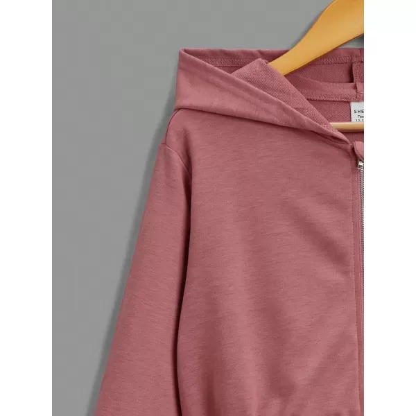 WDIRARA Girl's Zip Front Hoodie Pocket Casual Long Sleeve Sweatshirt Tops