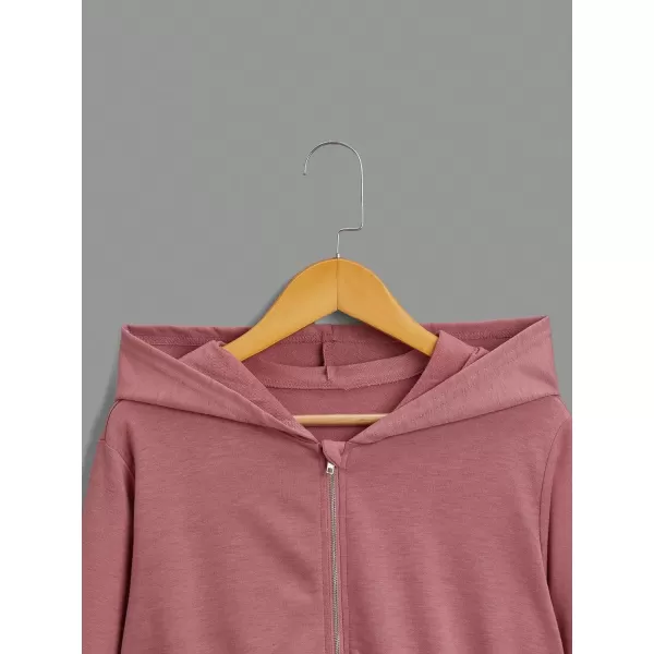 WDIRARA Girl's Zip Front Hoodie Pocket Casual Long Sleeve Sweatshirt Tops