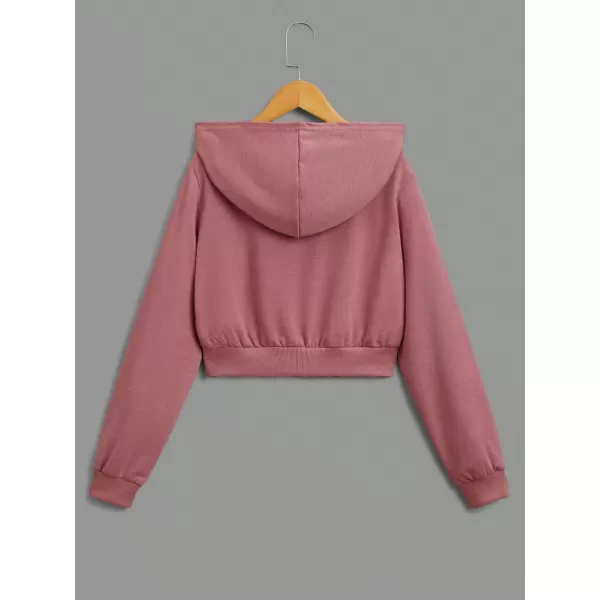 WDIRARA Girl's Zip Front Hoodie Pocket Casual Long Sleeve Sweatshirt Tops