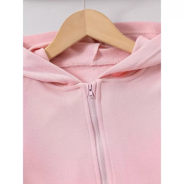 WDIRARA Girl's Zip Front Hoodie Pocket Casual Long Sleeve Sweatshirt Tops