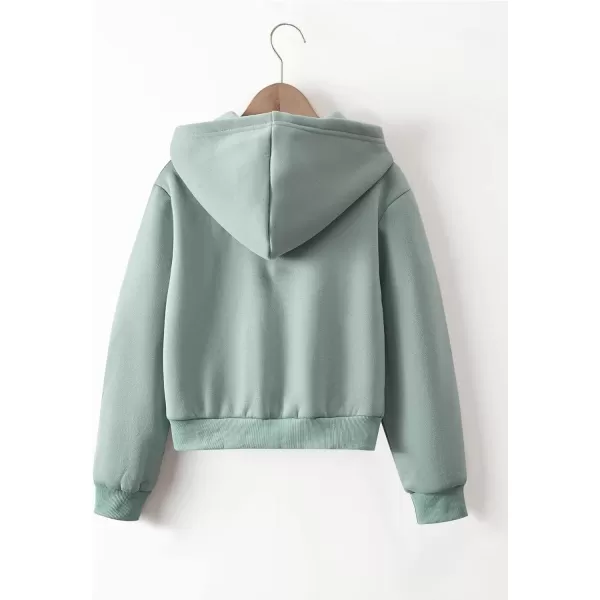 WDIRARA Girl's Zip Front Hoodie Pocket Casual Long Sleeve Sweatshirt Tops